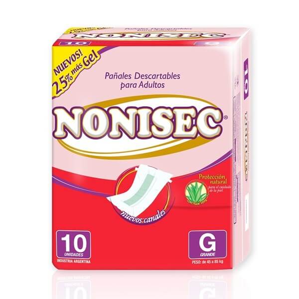 Nonisec pañal recto G x 10 unidaes