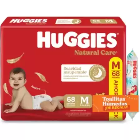 Combo Huggies Natural Care+Toallitas 4 en 1 (La Sirenita) x48u