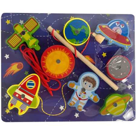 Pesca Magnética y Juego De Encastre De Madera "Espacio"