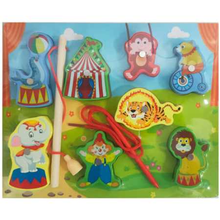 Pesca magnética y juego de encastre de madera "Circo"