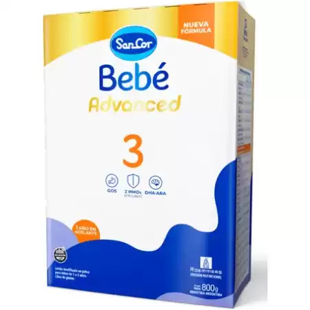 Leche en polvo Sancor Bebé Advanced 3 (Caja x 800gs)