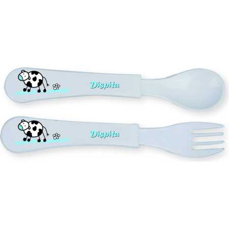 Cuchara y Tenedor Plástico Decorado- Dispita