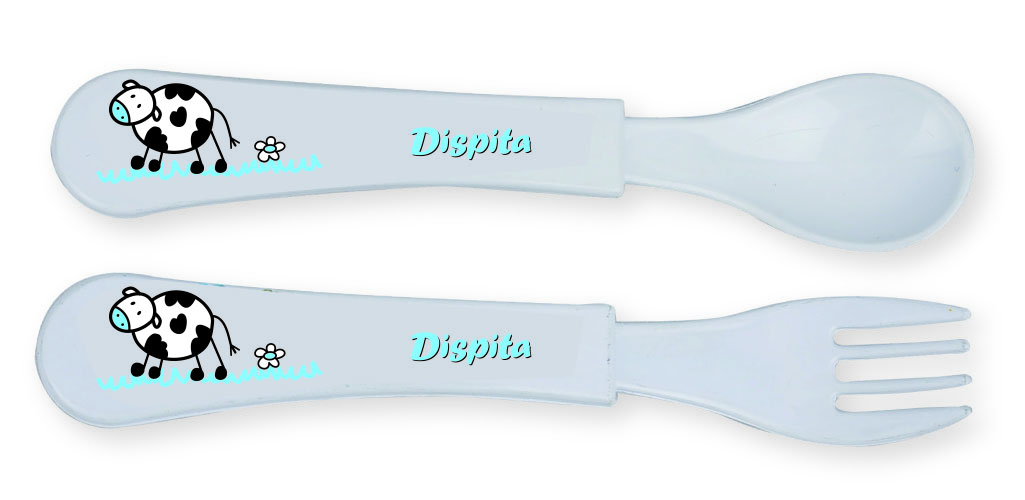 Cuchara y Tenedor Plástico Decorado- Dispita
