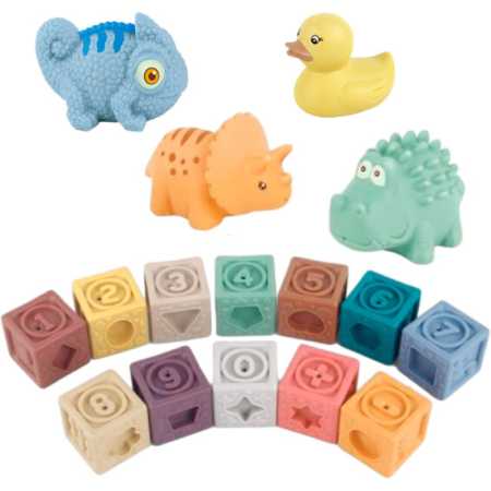 Animales Lanza Agua Y Cubos Blandos 16piezas- Baby Favorite