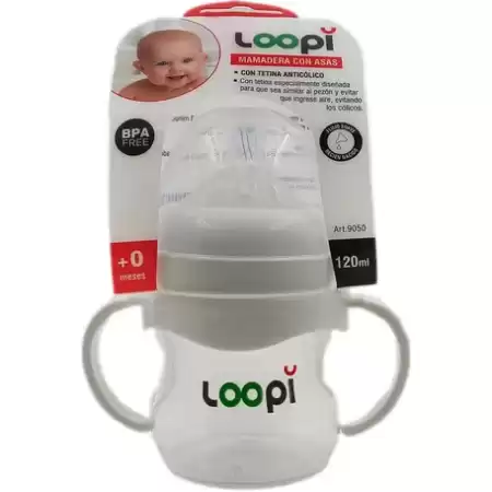 Mamadera Con Asas 120ml Loopi 0 Meses