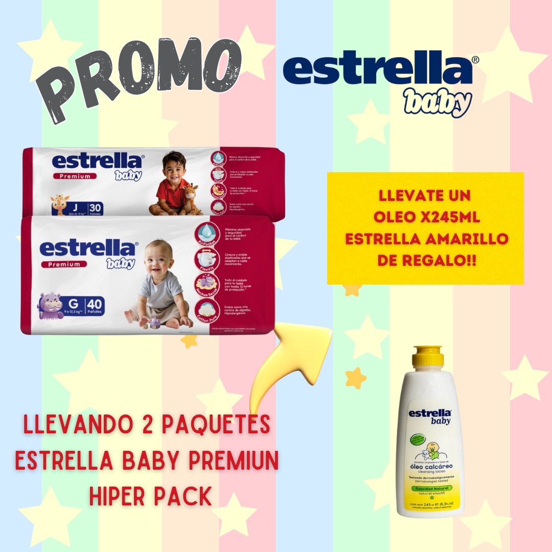 Promoción Estrella Pañal PREMIUM + Óleo x245ml