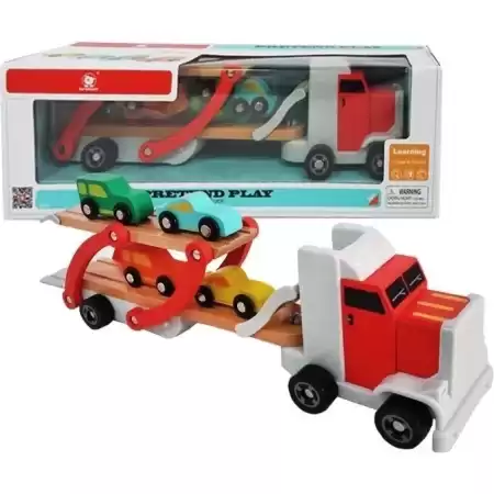 Camion Transporte De Autos De Madera Top Bright