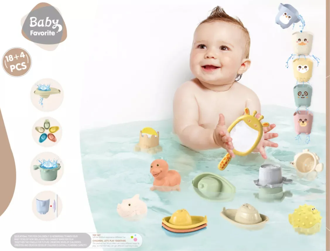 Set De Baño Bebe Animales Formas Y Barcos 22 Piezas- Baby Favorite - Imagen 3